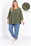 Made in Italy Scoop Hem Corduroy Top
