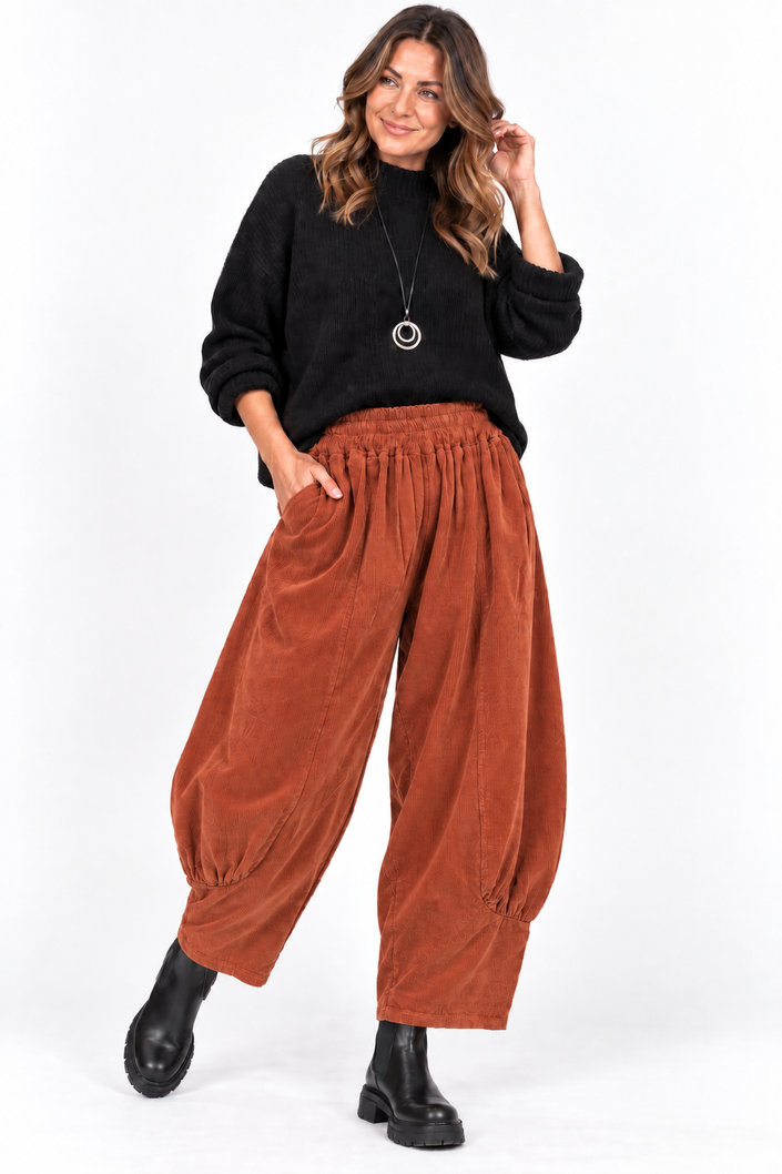 Made in Italy Corduroy Barrel Leg Trouser