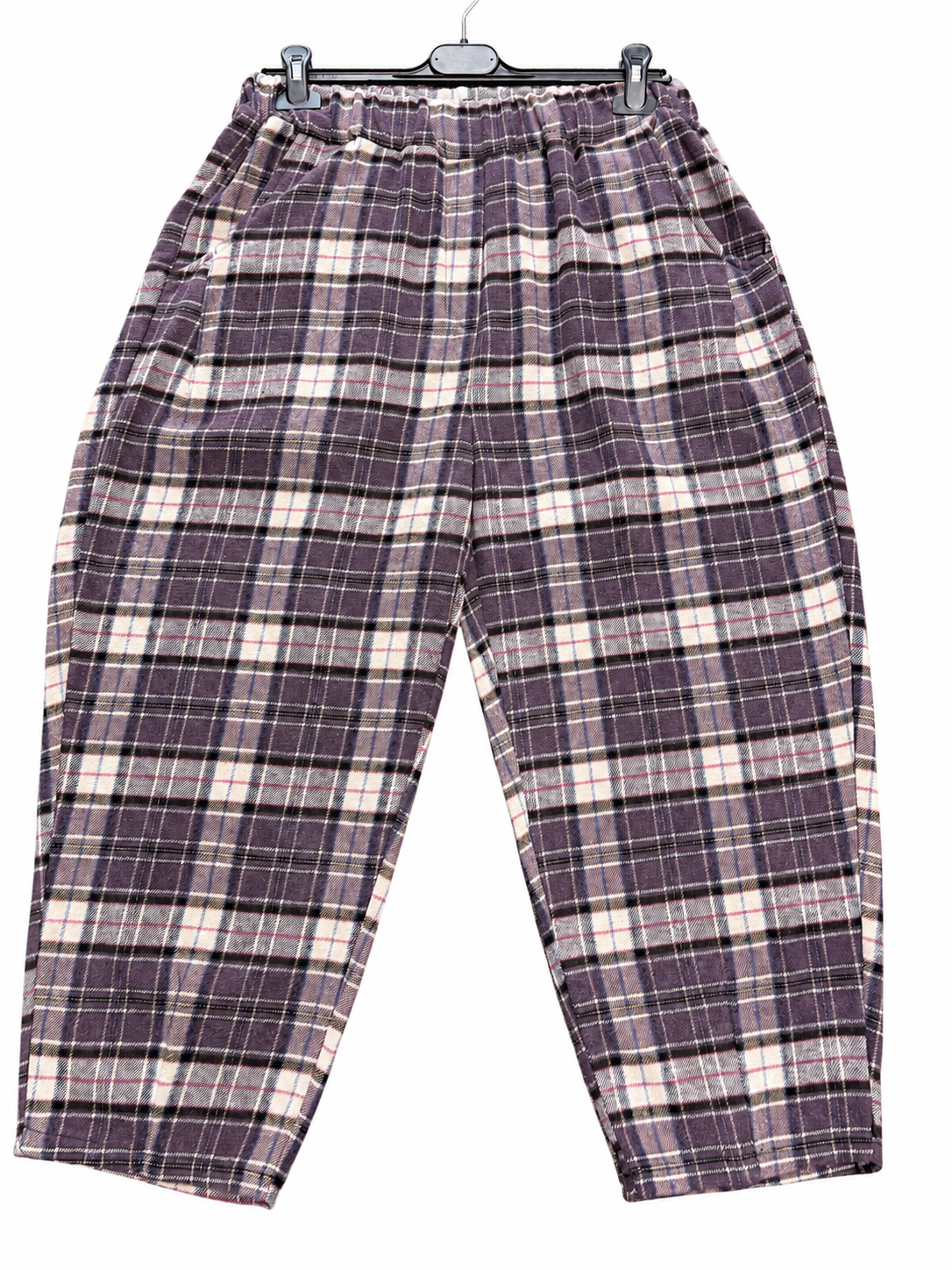Made in Italy Plaid Check Tapered Leg Trouser