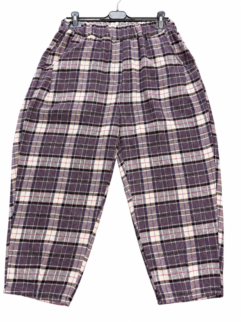 Made in Italy Plaid Check Tapered Leg Trouser