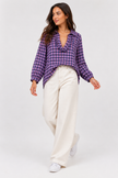 Made in Italy Check Frill neck Top