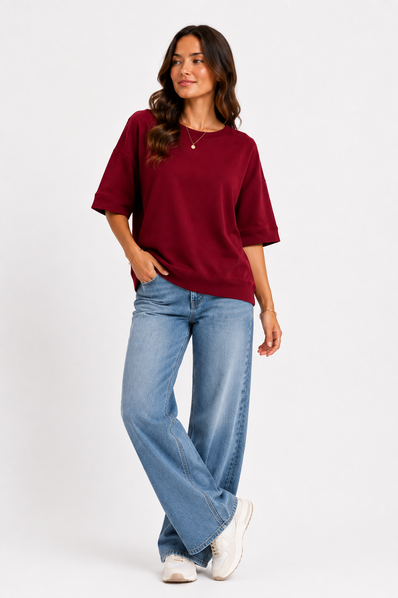 Made in Italy Short Sleeve Sweatshirt Top