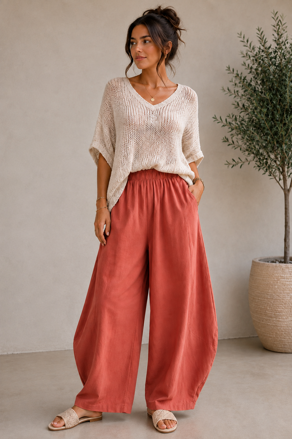 Made in Italy Sweatshirt Barrel Leg Trouser