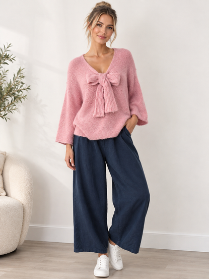 Made in Italy Soft Tie-Front knit Jumper