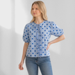 Made in Italy Polka Dot Tie-Front Top