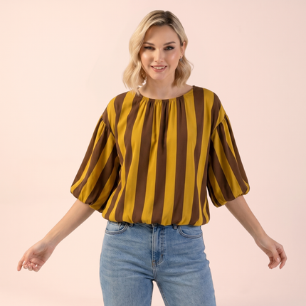 Stripe Bubble Hem Top - Made in Italy