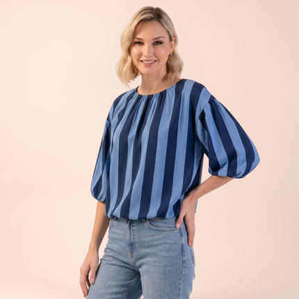Stripe Bubble Hem Top - Made in Italy