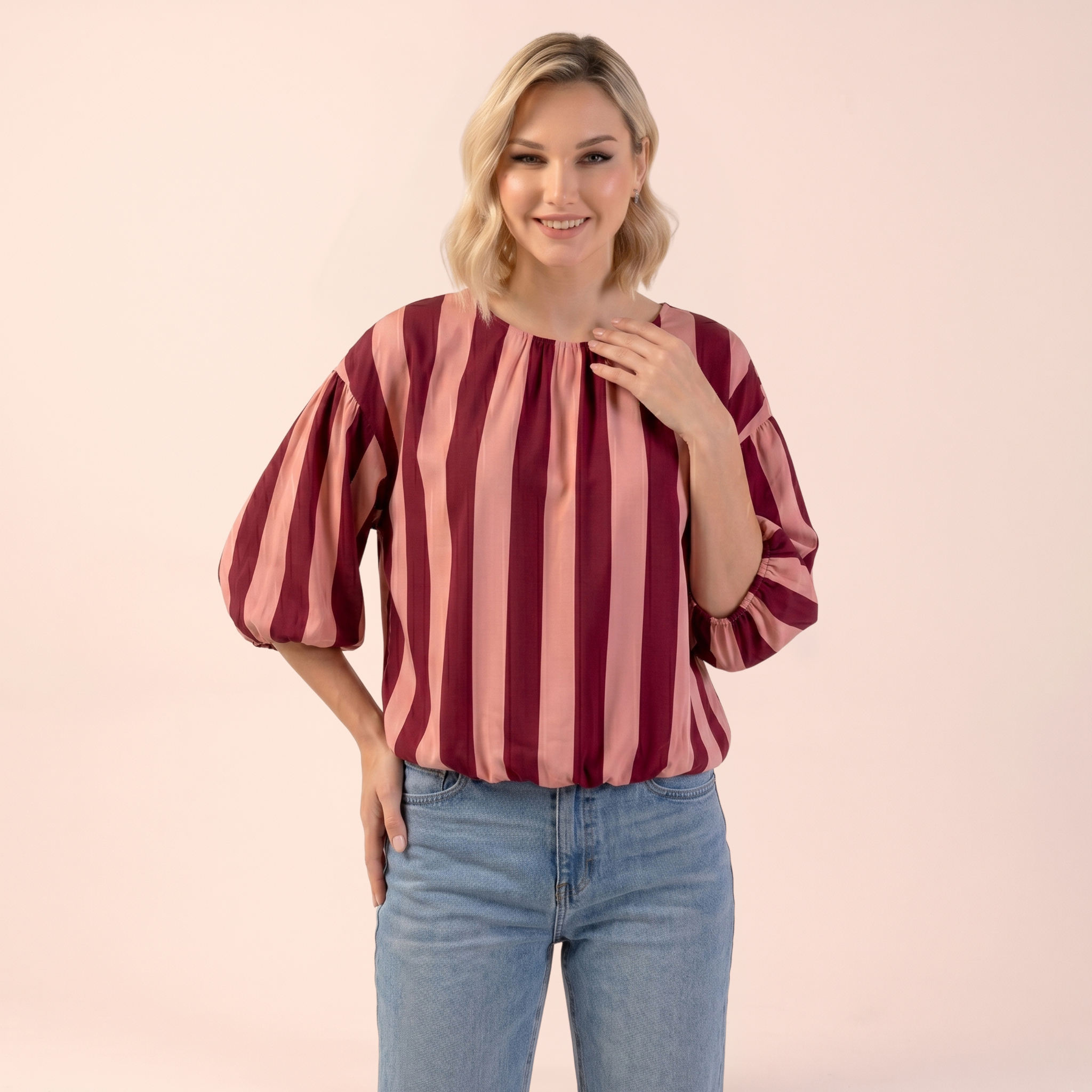 Stripe Bubble Hem Top - Made in Italy
