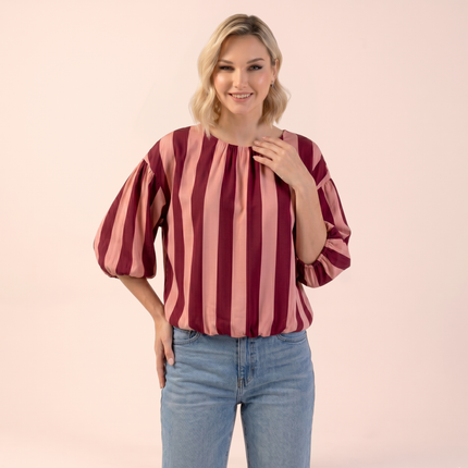 Stripe Bubble Hem Top - Made in Italy