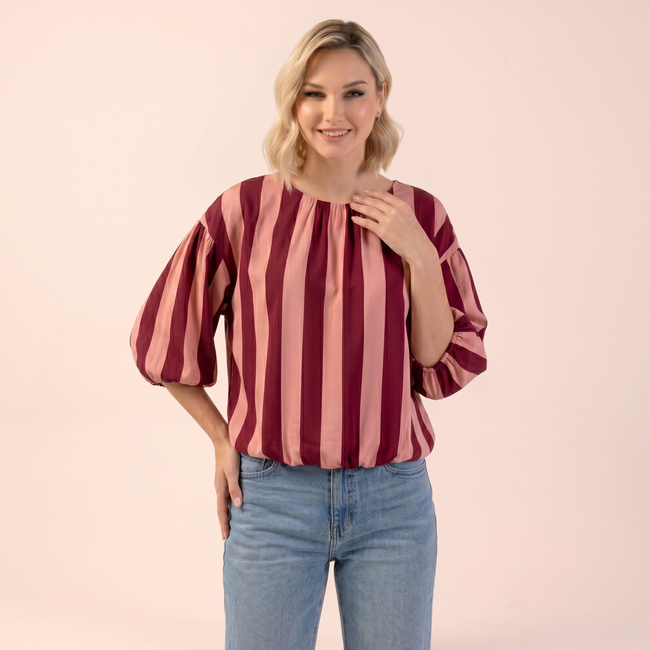 Stripe Bubble Hem Top - Made in Italy