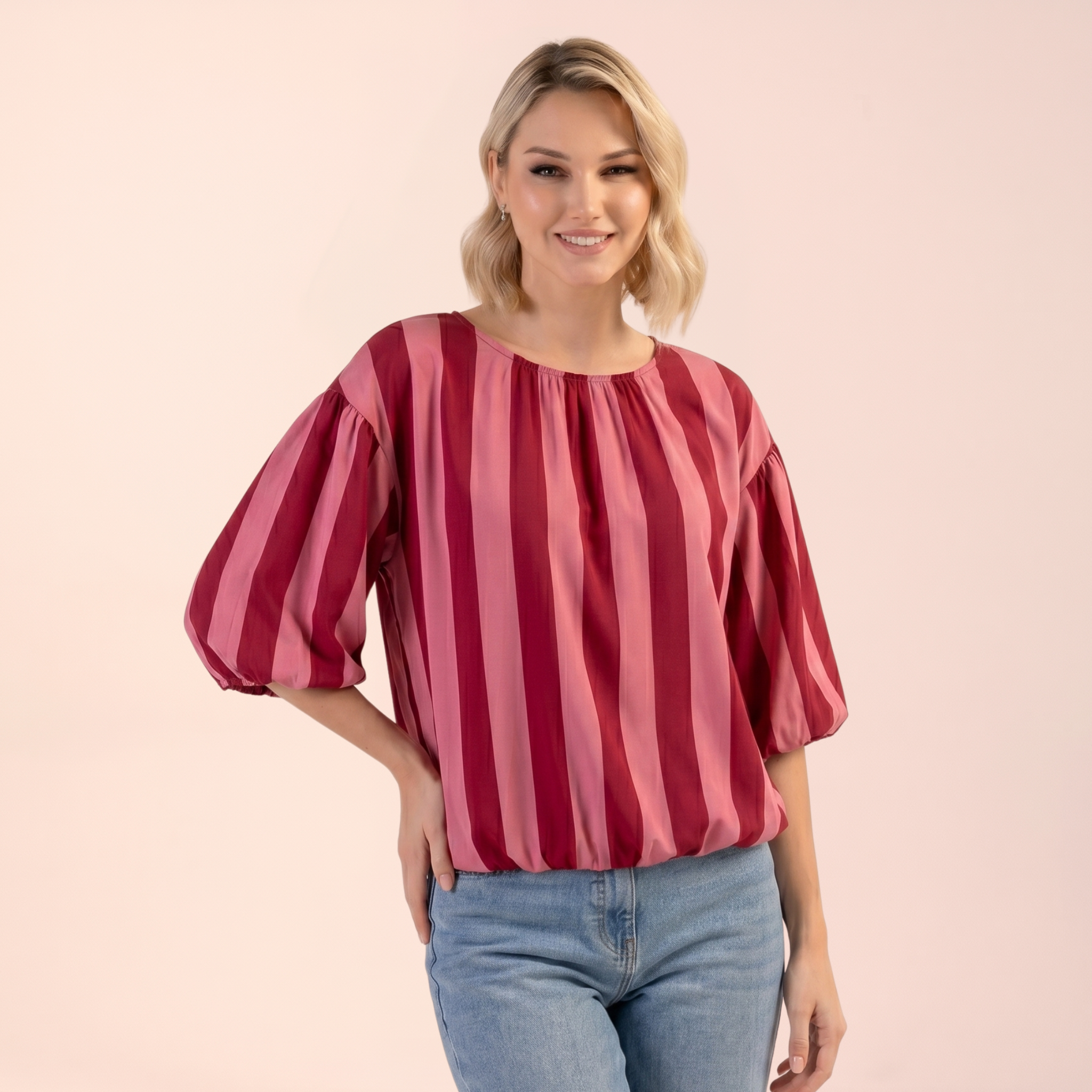 Stripe Bubble Hem Top - Made in Italy