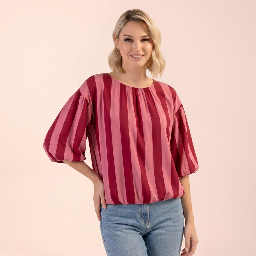 Stripe Bubble Hem Top - Made in Italy