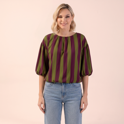 Stripe Bubble Hem Top - Made in Italy