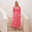 Made in Italy  Off-Shoulder Tiered Midi Dress with Puff Sleeves