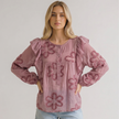 Made in Italy Floral Blouse with Ruffle Sleeves