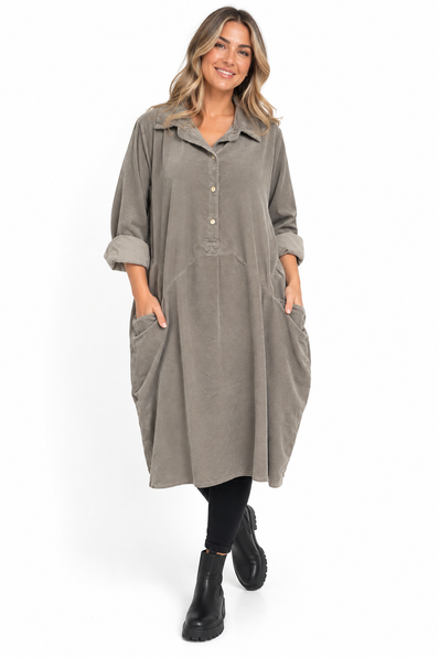 Made in Italy Needlecord Shirt Dress