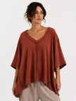 Made in Italy Oversized Sweatshirt V -Neck Raw Edge Top
