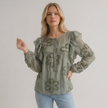 Made in Italy Floral Blouse with Ruffle Sleeves