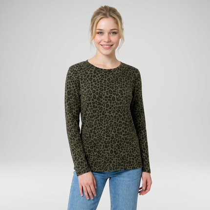 Leopard Print Mesh Layering Top - Made in Italy