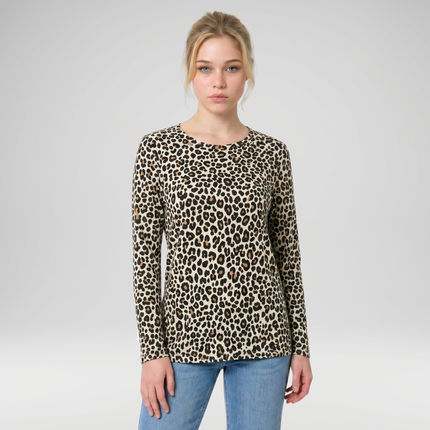 Leopard Print Mesh Layering Top - Made in Italy
