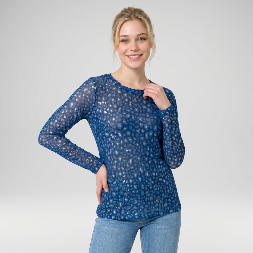 Leopard Print Mesh Layering Top - Made in Italy