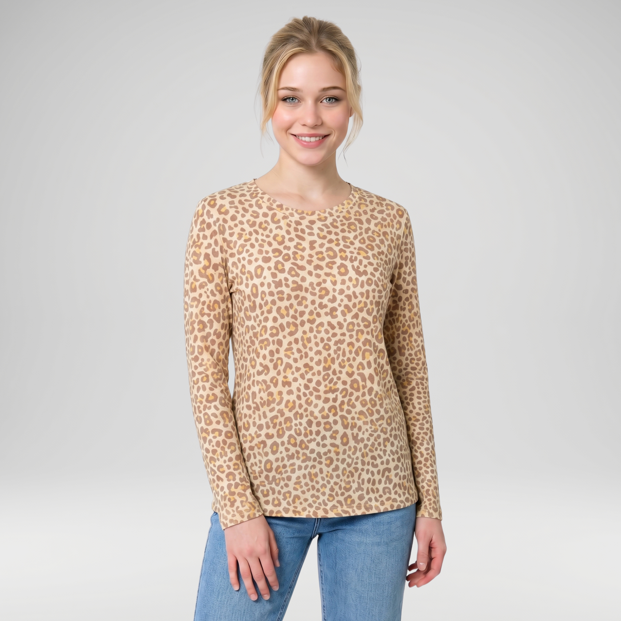 Leopard Print Mesh Layering Top - Made in Italy