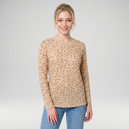 Leopard Print Mesh Layering Top - Made in Italy