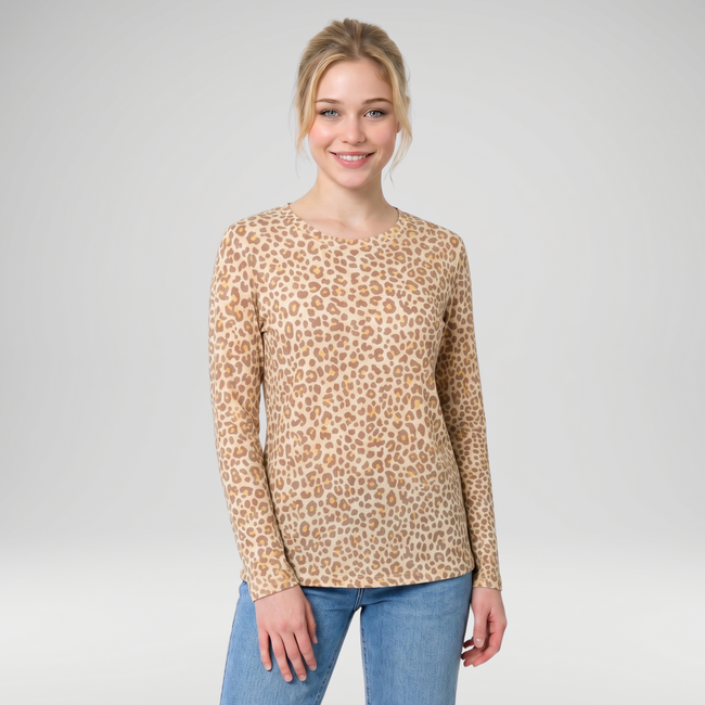 Leopard Print Mesh Layering Top - Made in Italy