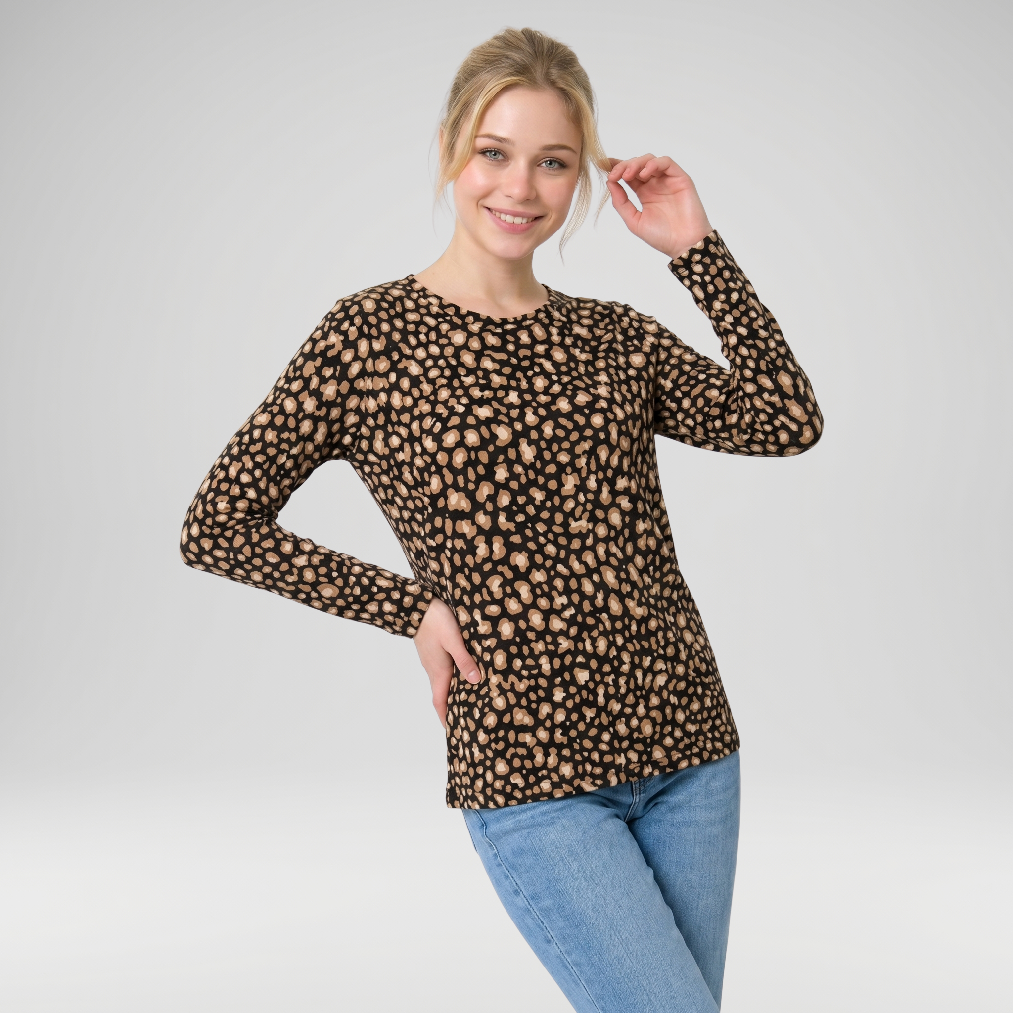 Leopard Print Mesh Layering Top - Made in Italy