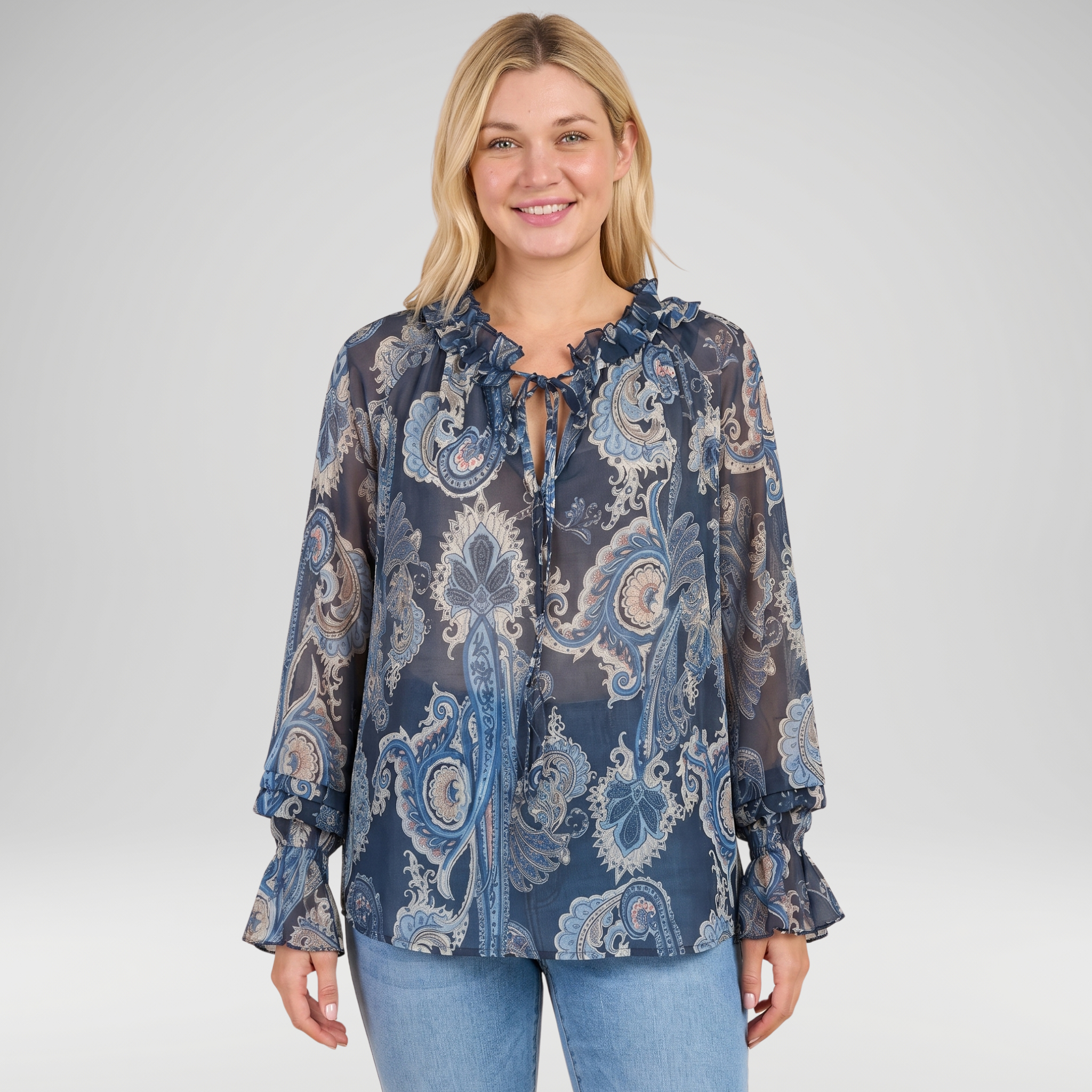 Paisley Frill Neck Blouse – Made in Italy