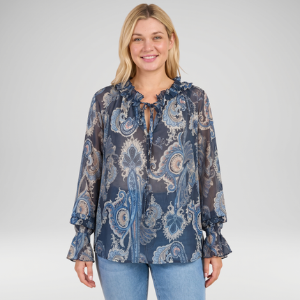 Paisley Frill Neck Blouse – Made in Italy