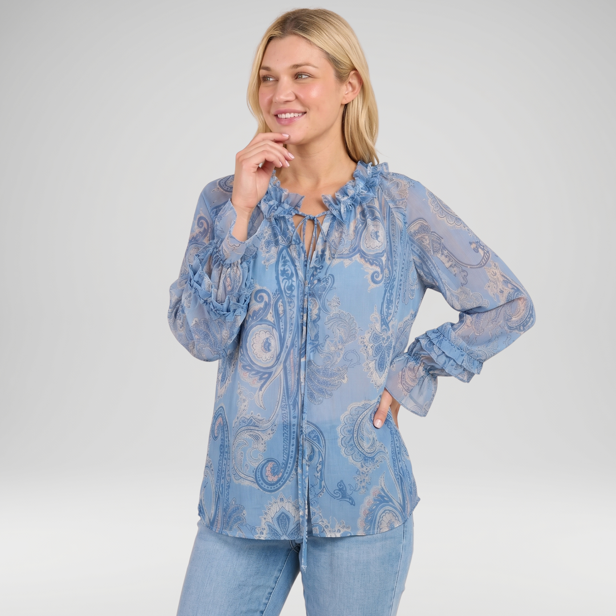 Paisley Frill Neck Blouse – Made in Italy