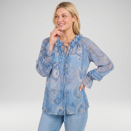 Paisley Frill Neck Blouse – Made in Italy