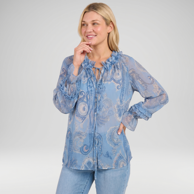 Paisley Frill Neck Blouse – Made in Italy