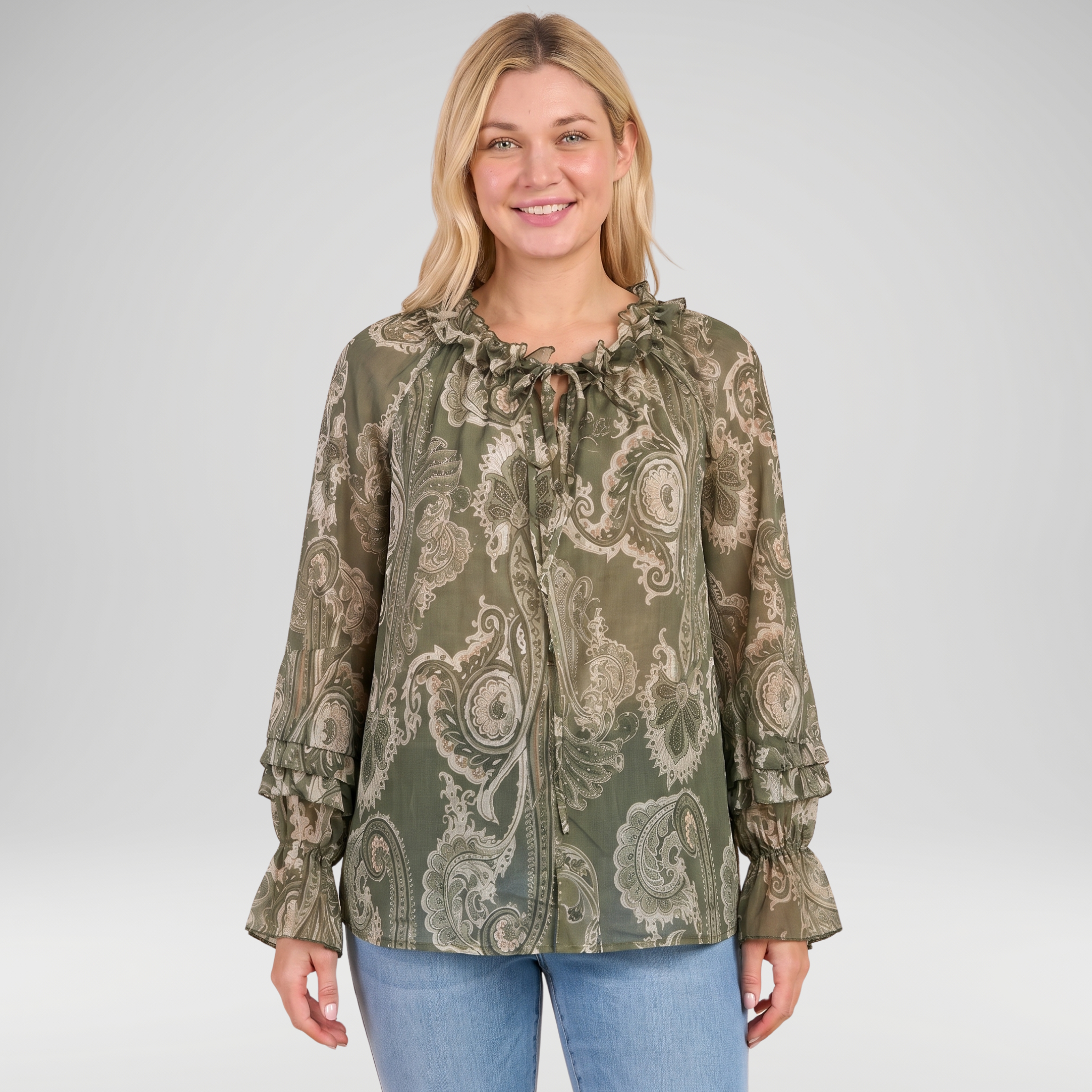 Paisley Frill Neck Blouse – Made in Italy