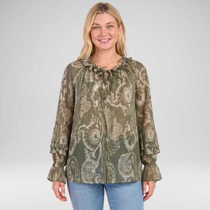 Paisley Frill Neck Blouse – Made in Italy
