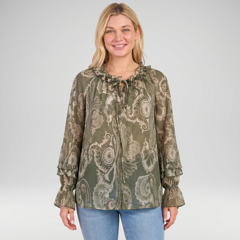 Paisley Frill Neck Blouse – Made in Italy