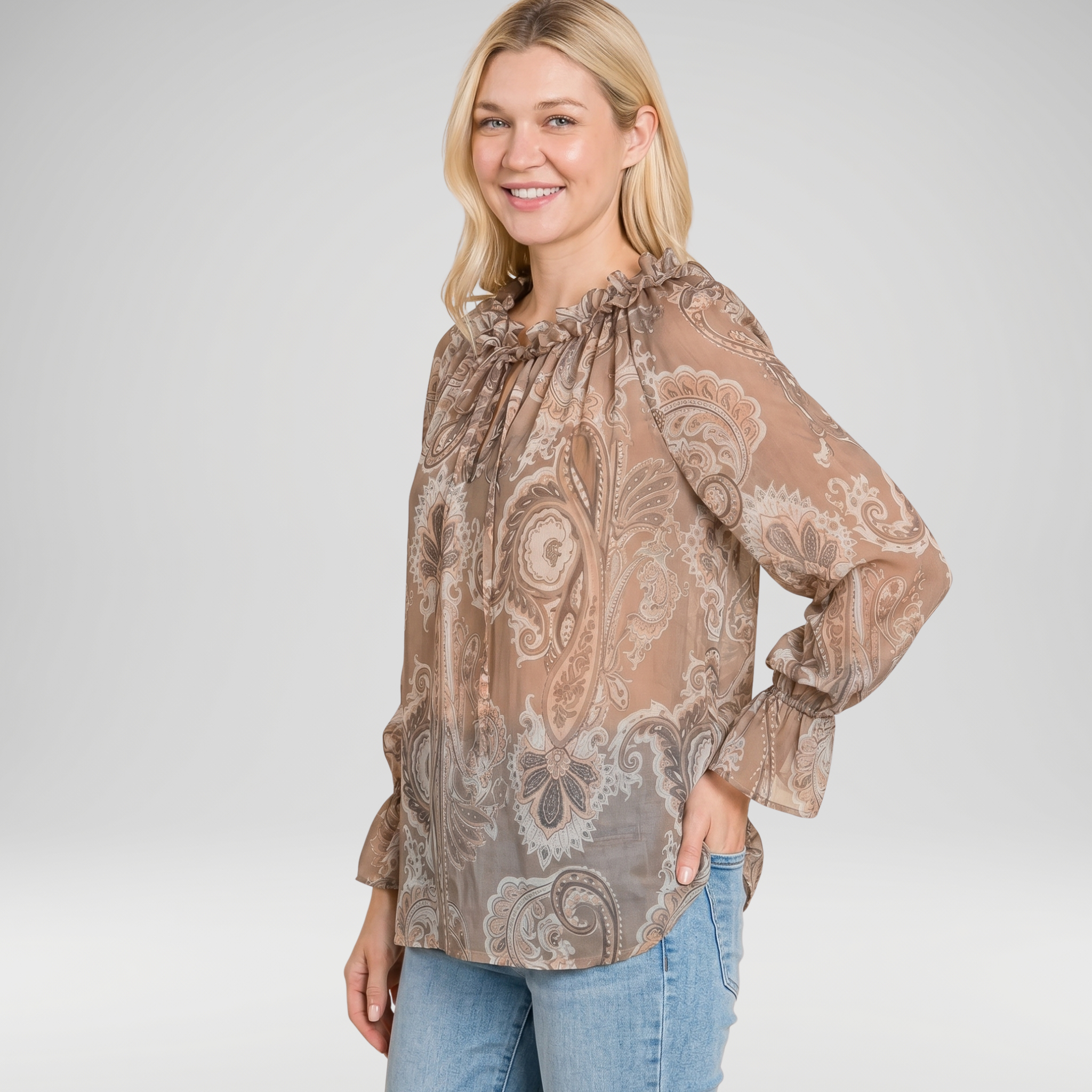 Paisley Frill Neck Blouse – Made in Italy