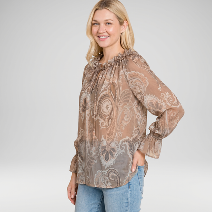 Paisley Frill Neck Blouse – Made in Italy