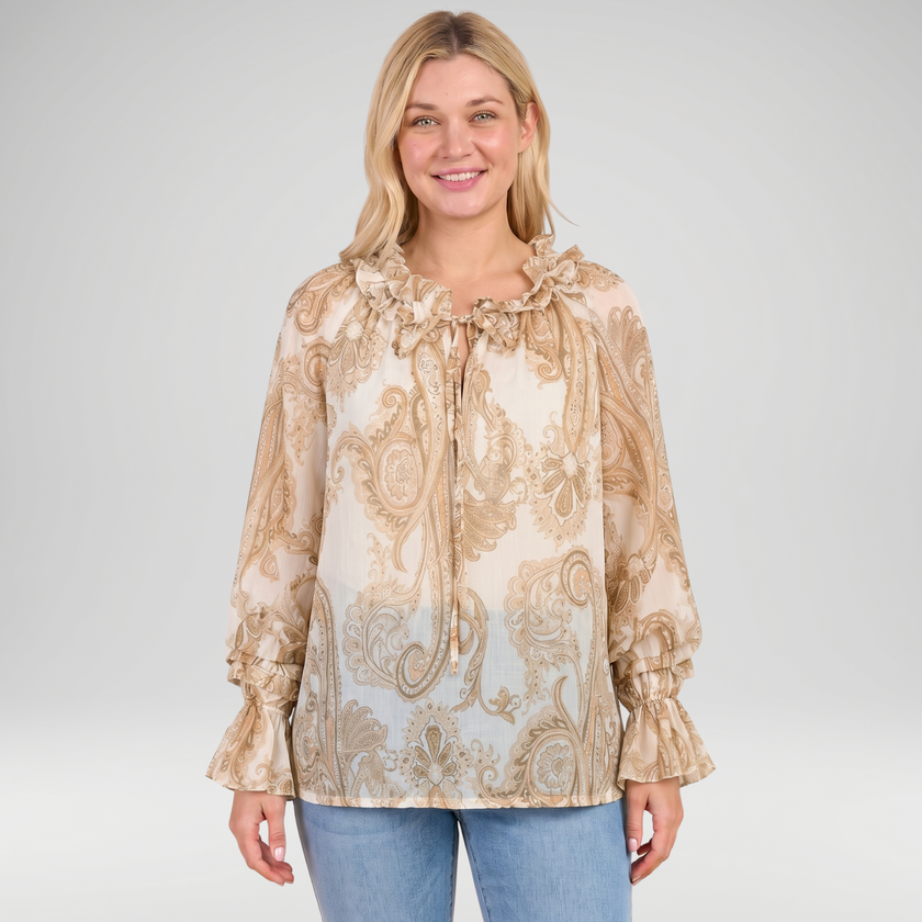 Paisley Frill Neck Blouse – Made in Italy