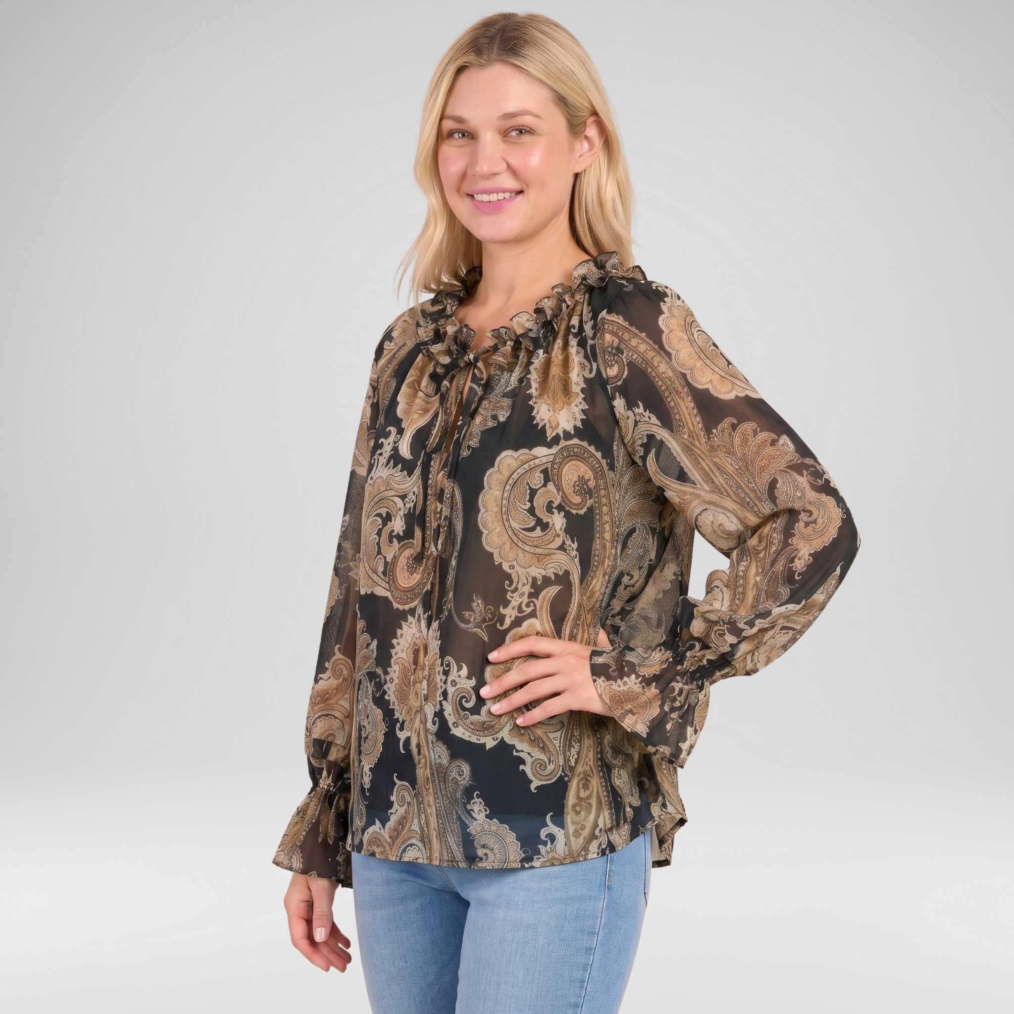 Paisley Frill Neck Blouse – Made in Italy
