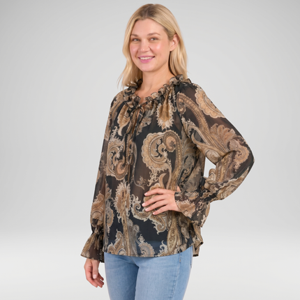 Paisley Frill Neck Blouse – Made in Italy