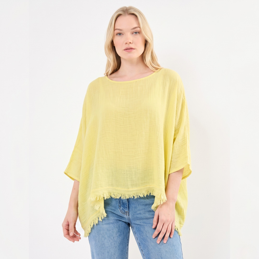 Frayed Hem Top - Made in Italy