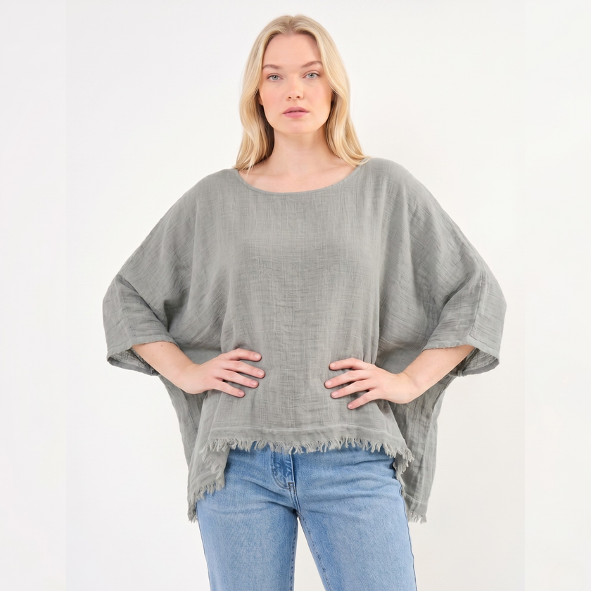 Frayed Hem Top - Made in Italy