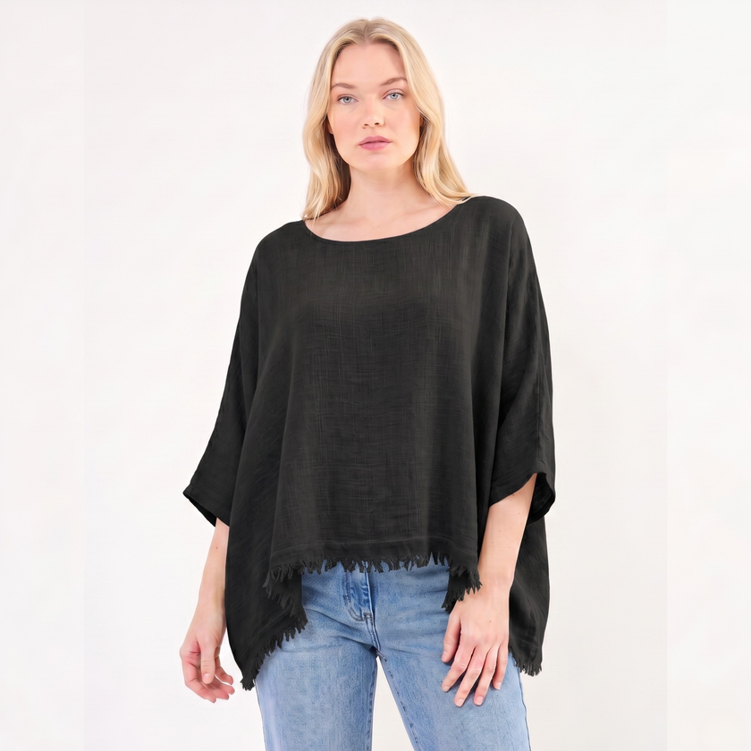 Frayed Hem Top - Made in Italy