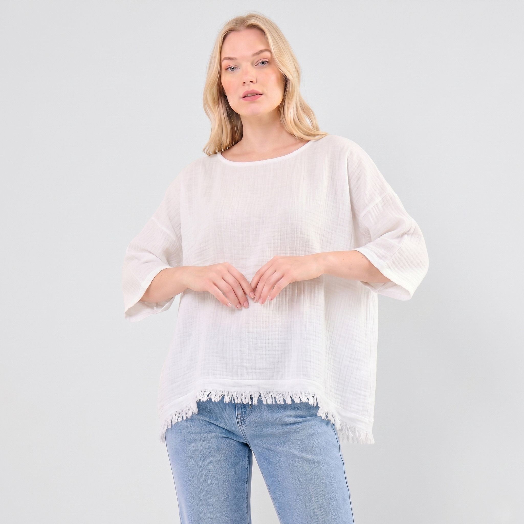 Frayed Hem Top - Made in Italy
