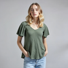 Made in Italy Women’s Textured Flutter Sleeve Top