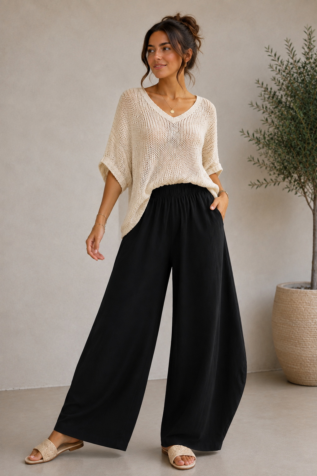 Made in Italy Sweatshirt Barrel Leg Trouser