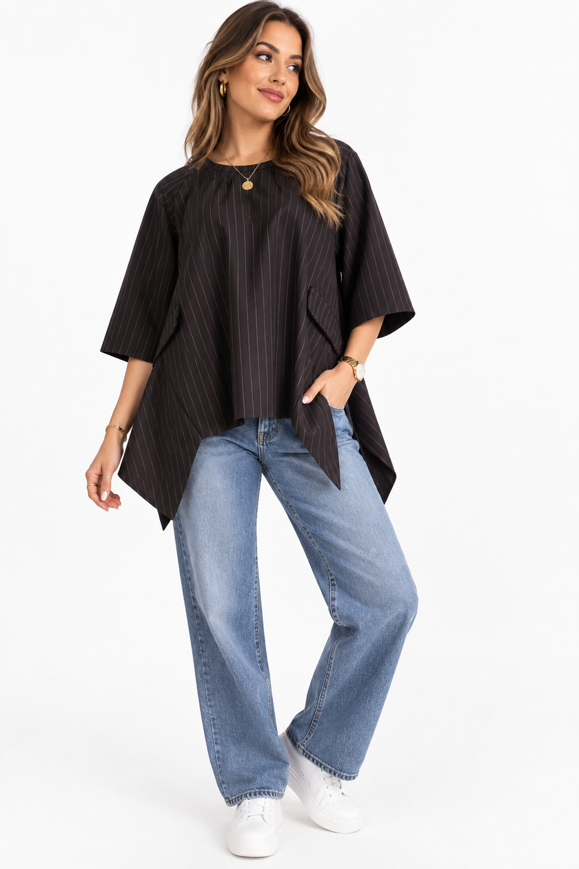 Made in Pinstripe Scuba Top
