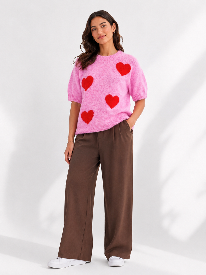Made in Italy Short Sleeve Heart Jumper